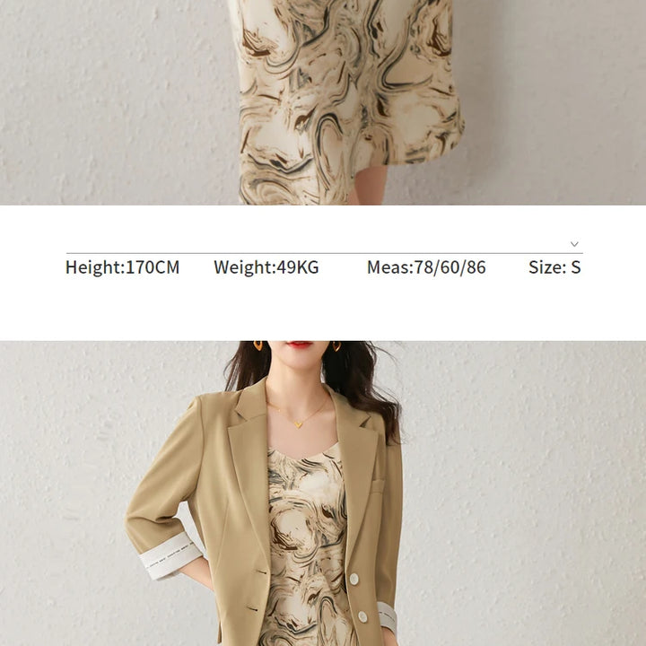 Elegant Print Midi Dress – Slim Fit Sundress for Casual Autumn Looks