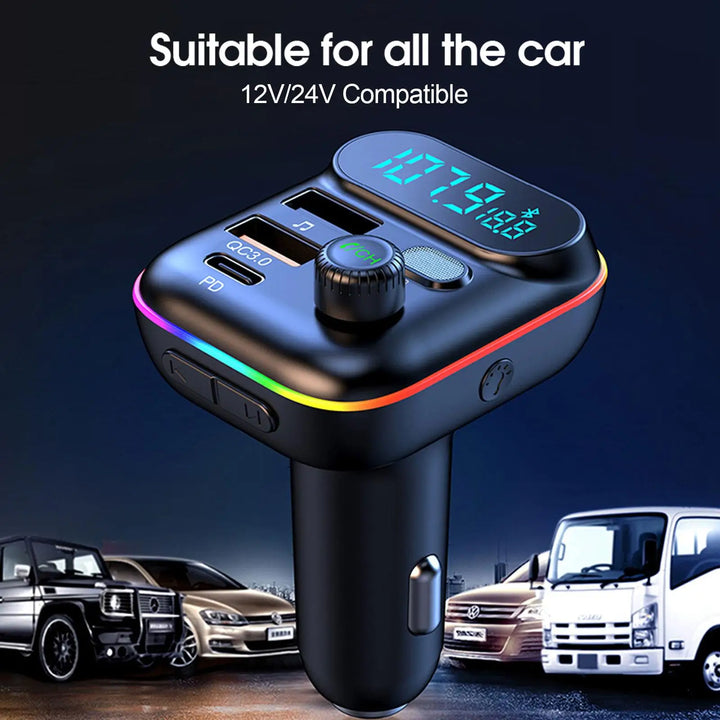Bluetooth 5.0 FM Transmitter for Cars with USB Charger
