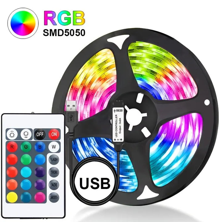 "USB LED Strip Light – 5M Color-Changing RGB for TV, Gaming & Parties "