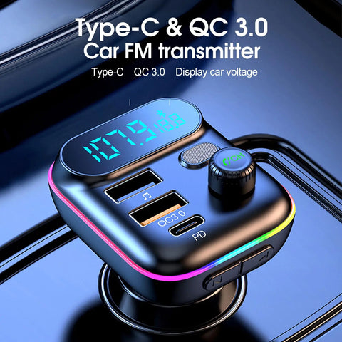 Bluetooth 5.0 FM Transmitter for Cars with USB Charger