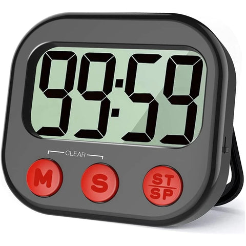 Magnetic LED Digital Timer - Silent Countdown Clock with Rotary Control for Kitchen, Study and Cooking