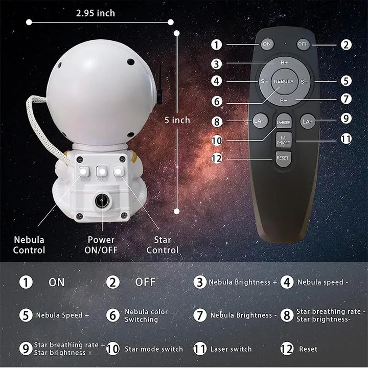 Kids Star DIY Projector Night Light with Remote Control 360 Adjustable Design Astronaut Nebula Galaxy Lighting for Children