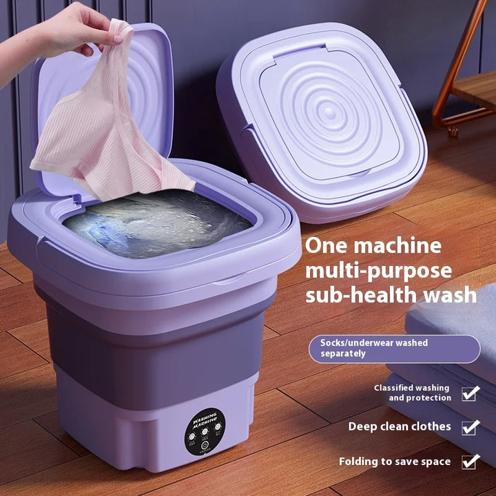 New 8L Mini Portable Foldable Washing Machine with Dryer and Spin for Socks Underwear Panties