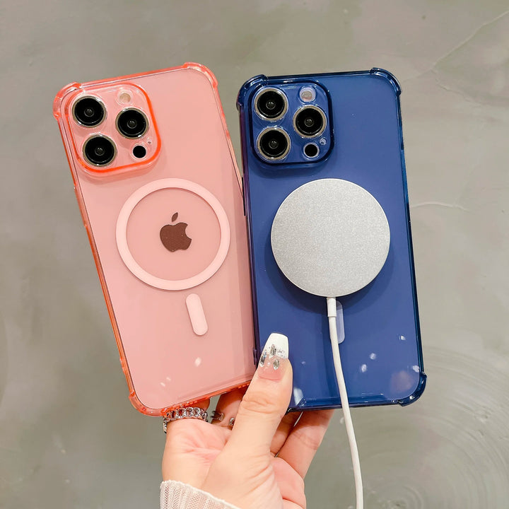 Luxury Shockproof Magnetic Clear Case for iPhone 11 12 13 14 15 Pro Max Plus with Wireless Charger