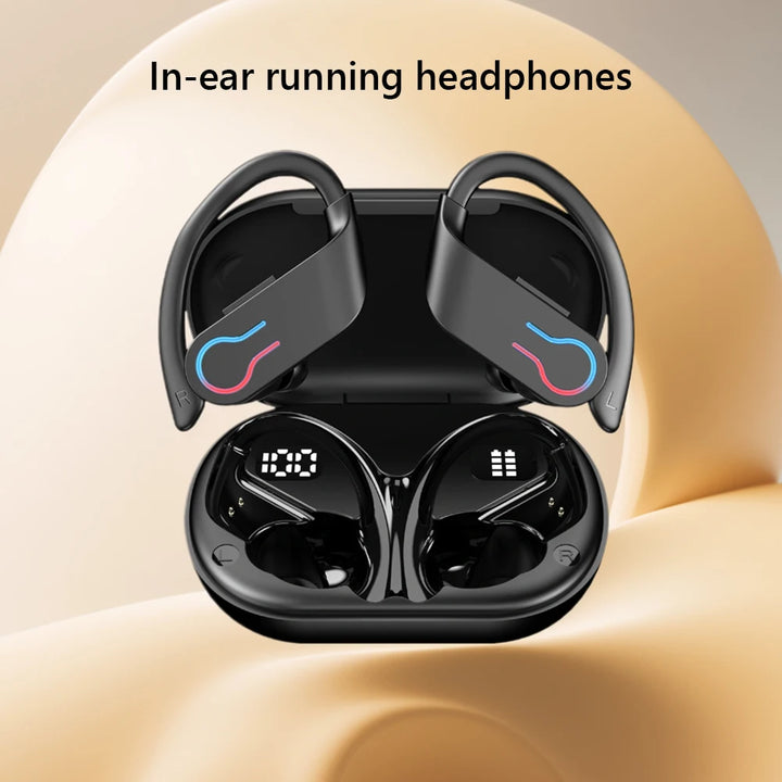 Bluetooth 5.3 Wireless Earbuds Sports Headphones with Earhooks Built-in Mic Earphones Waterproof Headphones Ear Buds for Sports