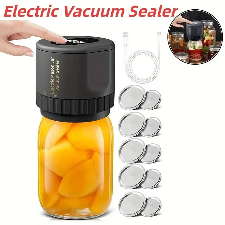 Electric Mason Jar Vacuum Sealer Kit - Cordless & Portable