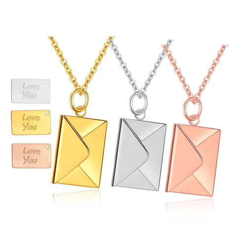 Envelope Pendant Necklace – “Love You” Message Gift for Her