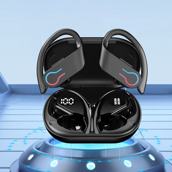 Bluetooth 5.3 Wireless Earbuds Sports Headphones with Earhooks Built-in Mic Earphones Waterproof Headphones Ear Buds for Sports