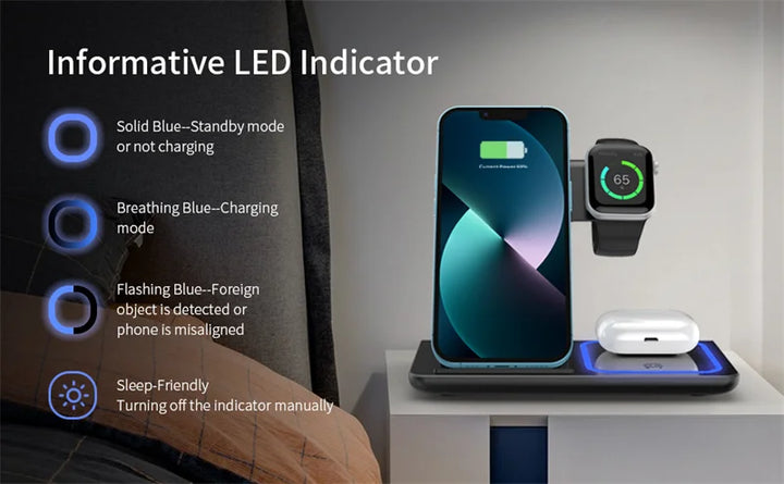 3-in-1 Magnetic Wireless Charger for Apple Devices - 15W Fast Charge