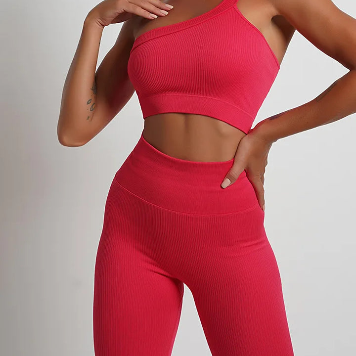 Seamless High-Waist Yoga Set – Workout Leggings & Crop Top for Women