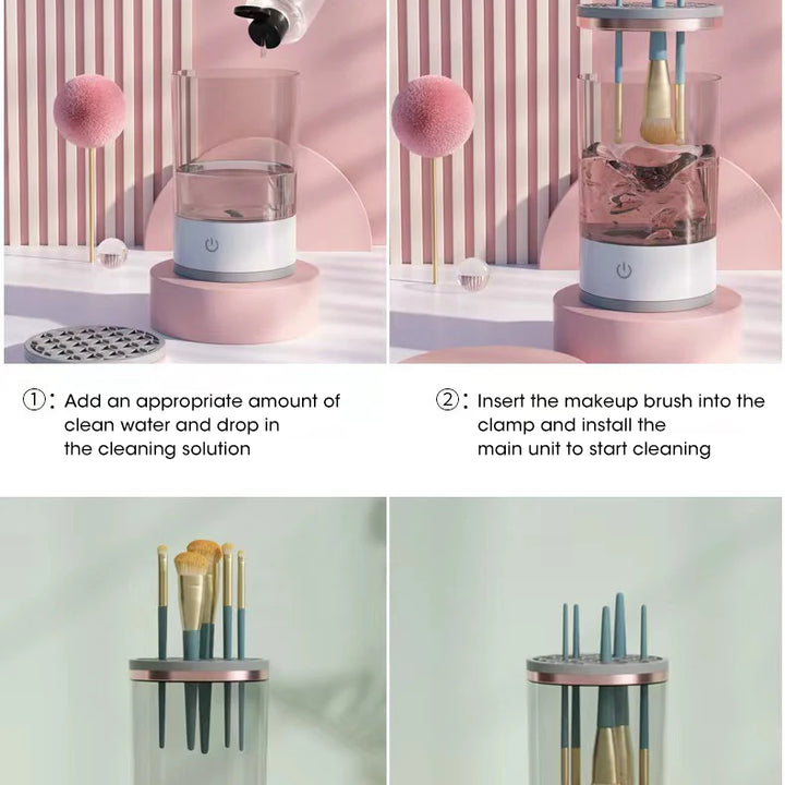 Portable Electric Brush Cleaner – USB Makeup Washer & Quick Dryer
