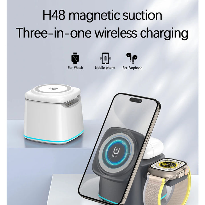 3-in-1 Magnetic Wireless Charger for Apple Devices - 15W Fast Charge