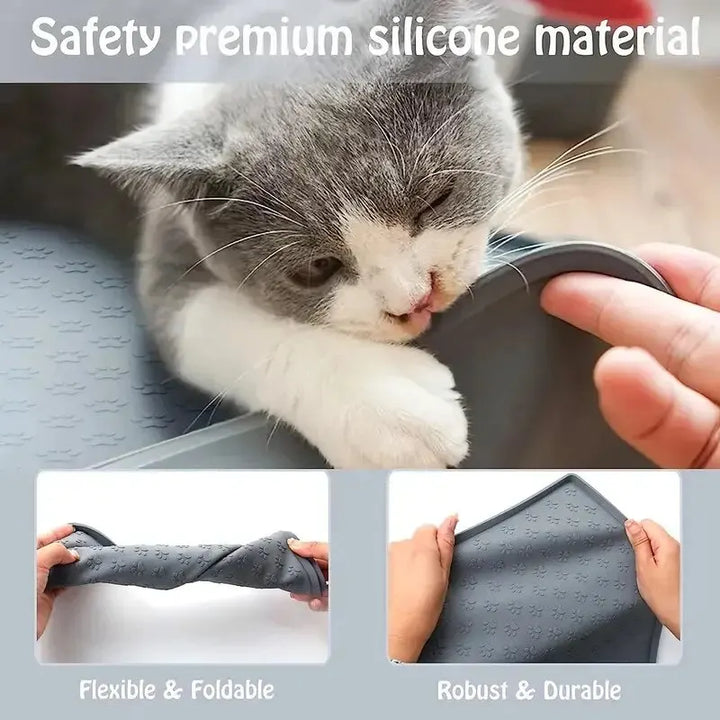 Pet Placemat Nonspill to Clean Foldable Cat and Dog Feeding, Waterproof